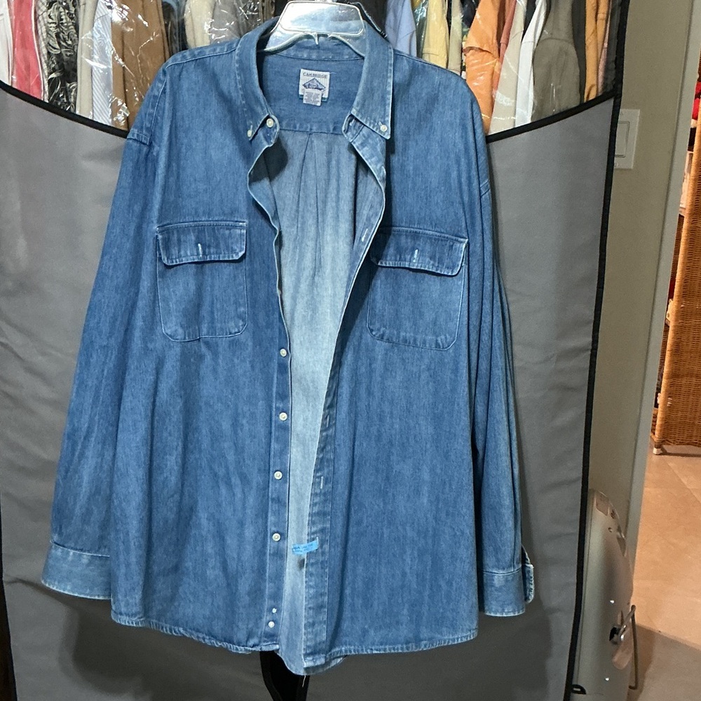 Classic Denim Button Down Long-sleeve Shirt